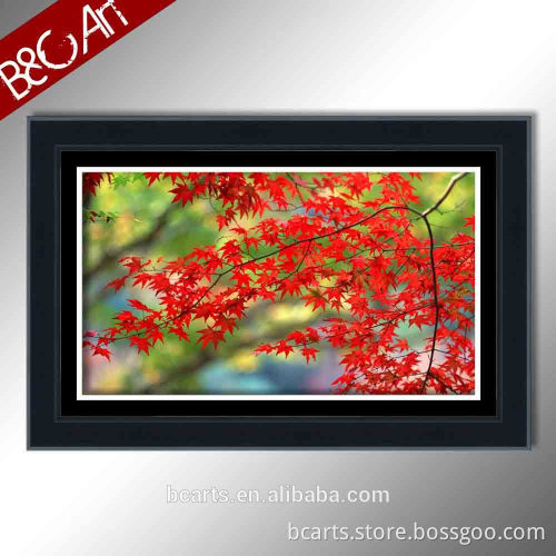 S(72015) Mural canvas print beautiful home decoration red leaves oil painting